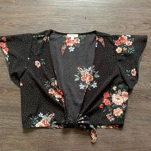 Black tie floral top